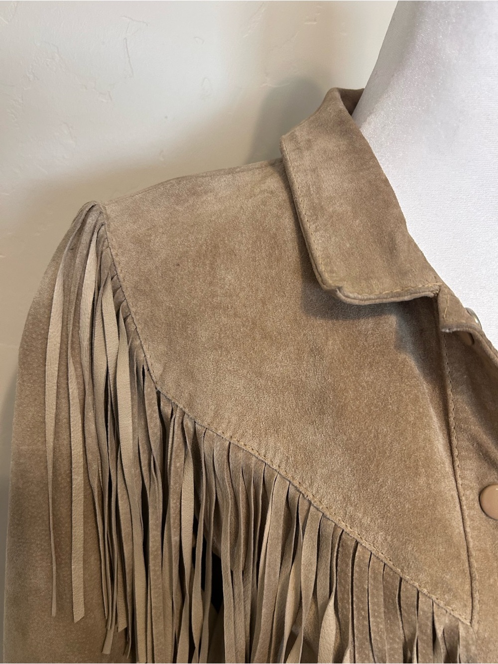 L’Americaine Los Angeles Vintage Tan Pig Suede Leather Fringe Western Jacket - Picture 4 of 14